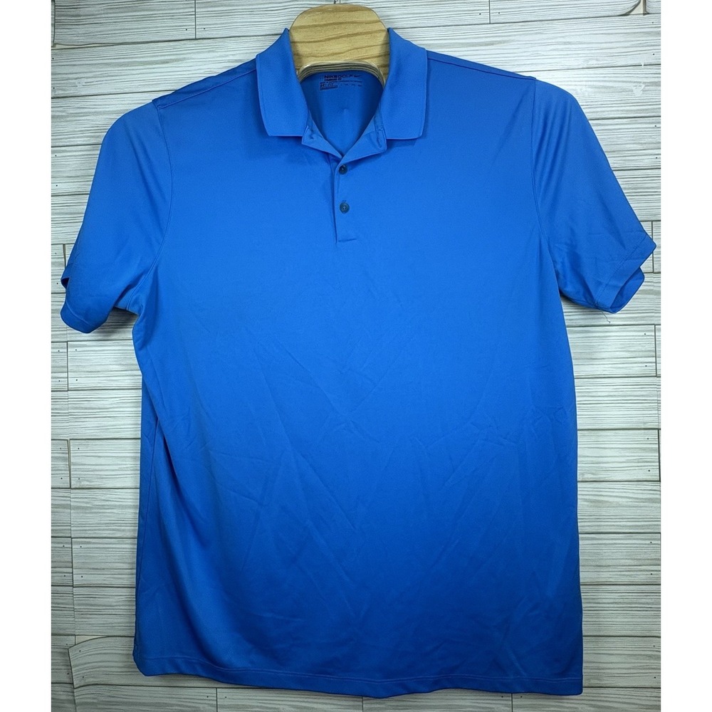 Nike Men's Golf Polyester Blend Dri Fit‎ Polo Shirt 2XL Blue Short Sleeve
